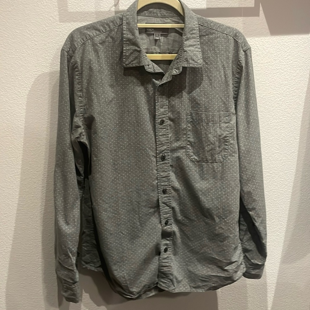 Vince - Men’s grey long sleeve button down shirt. Size L.